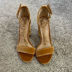 Sam Edelman yellow velvet block heels